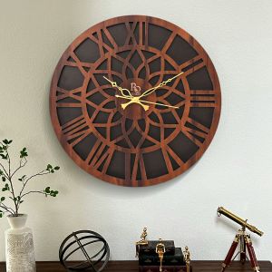 Heritage Brown Fretwork Roman Wall Clock