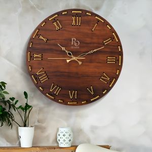 Royal Heritage Golden Tarkashi Handcrafted Silent Voyage Chronometer with Roman Numerals Wall Clock