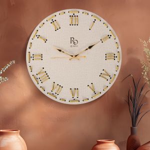 The Ivory Handcrafted Heritage Clock Golden Tarkashi Silent Mariner\'s Knot Chronometer Wall Clock