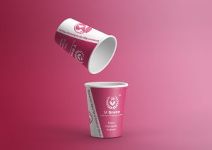 Pink & White Bio Compostable Paper Cup