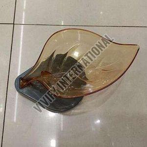 Polished Plastic Leaf Shape Soap Holder Dish, Color : Light Brown