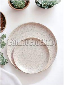 Ivory Dot Ceramic Round Plates