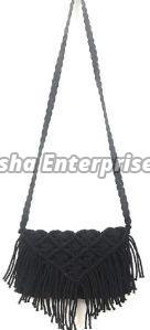 Black Macrame Cotton Sling Bag
