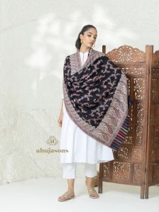 Kani Palla Weave Black Woolen Shawl