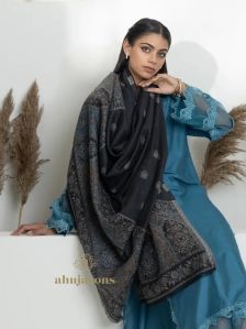 Royal Blue Woollen  Kani Shawl