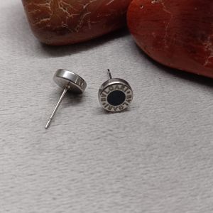 Black Round Stud Earrings