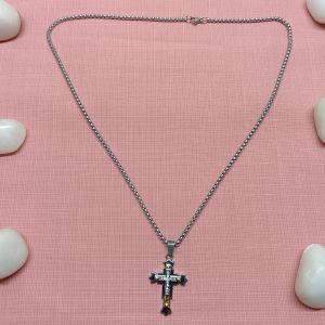 Dual-Tone Chain with Cross Pendant