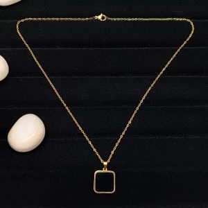 Gold-Plated Black Square Pendant