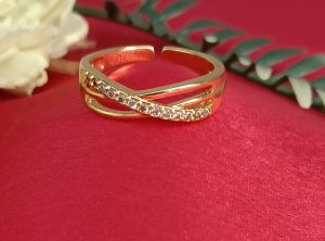 Gold-tone Crossover Sparkle Ring