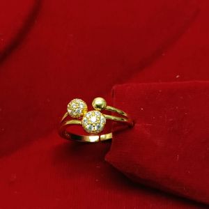 Gold-Tone Open Band Ring with Triple Sphere