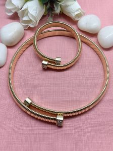 Gold-Tone Slip-On Necklace & Bracelet Set