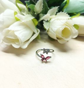 Graceful Pink Butterfly Fashion Ring