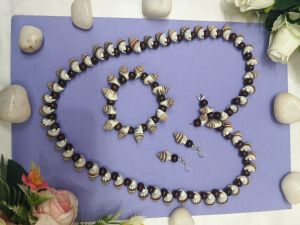 Handcrafted Seashell and Wooden Bead Necklace Set
