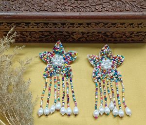 Handmade Star-Shaped Beaded Earrings