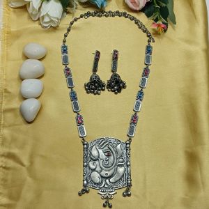 Lord Ganpati Necklace Set with Earrings