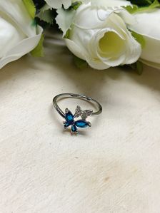 Serene Blue Butterfly Adjustable Ring