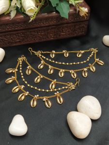 Traditional Ear Chain with Cowrie Shell Charms