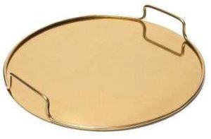 Round Golden Metal Tray