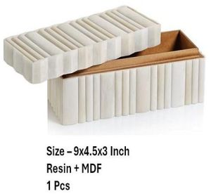 Polished Rectangle MDF Resin Box, Color : Beige for Storage, Decor