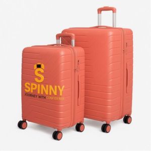 Burnt Coral 2 Piece Set Luggage Trolley Bags