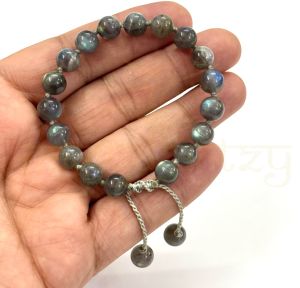Handmade, Natural &AMP; Beautiful 8mm Labradorite Gemstone Hand-Knotted Protection Bracelet