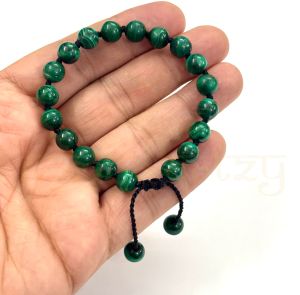Handmade, Natural &AMP; Beautiful 8mm Malachite Gemstones Hand-Knotted Protection Bracelet