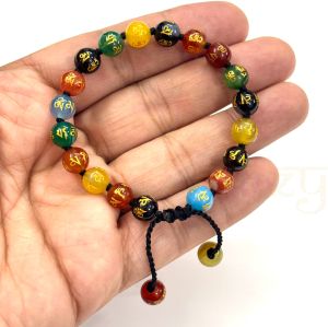 Handmade, Natural &AMP; Beautiful 8mm Om Mani Padme Hum or Onyx Hand-Knotted Protection Bracelet