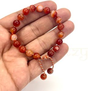 Handmade, Natural &AMP; Beautiful 8mm Red Agate or Suleimani Gemstone Hand-Knotted Protection Bracelet