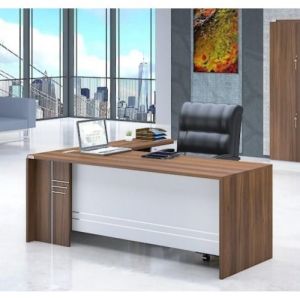 Office Table with Wooden Teak Finish In Brown Color