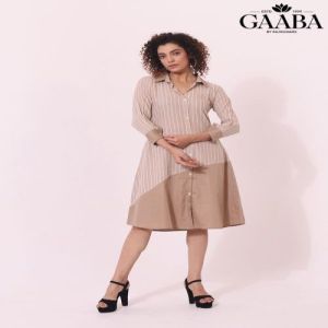 Brown Cotton Women Dress