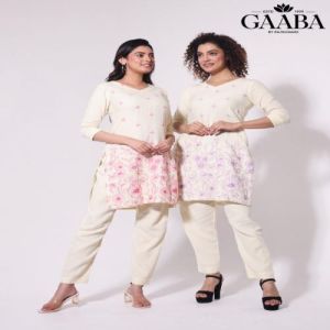 Cotton Embroidery Plain Kurti Pant Set