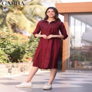 Cotton Embroidery Plain Women Dress
