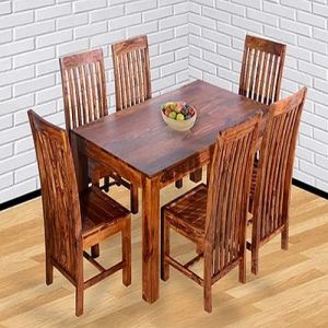 6 Seater Rectangular Brown Sheesham Wood Dining Table