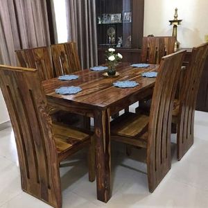 6 Seater Rectangular Wooden Dining Table Set
