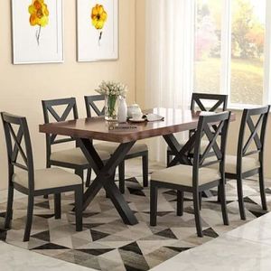 6 Seater Wood Dining Table Set