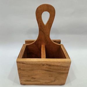 Brown Wooden Cutlery Stand