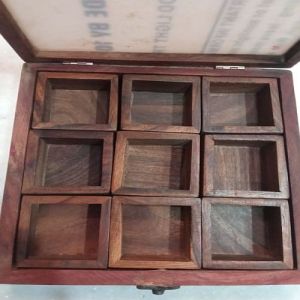 Brown Wooden Spice Box