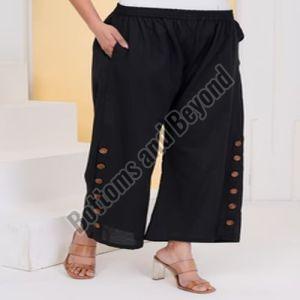 Ladies Black Side Button Pant