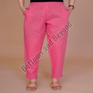 Ladies Dark Pink Cotton Pant