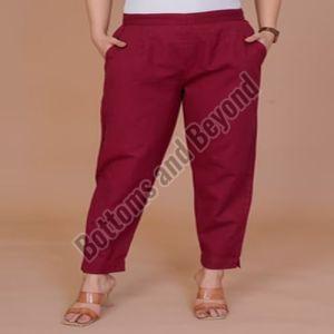 Ladies Maroon Cotton Pant