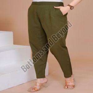 Ladies Olive Green Cotton Pant