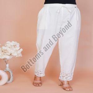 Ladies Ornate Weave Off-White Crochet Pant