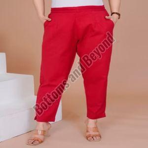 Ladies Red Cotton Pant