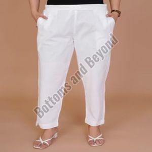 Ladies White Cotton Pant