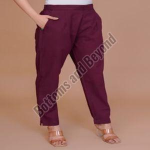 Ladies Wine Cotton Pant