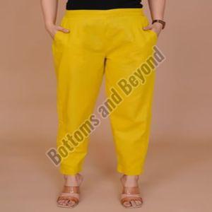 Ladies Yellow Cotton Pant