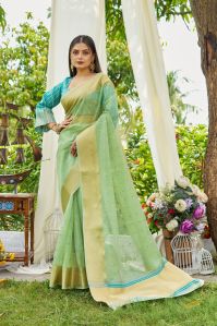 Ladies Firozy Simmer Silk Sarees