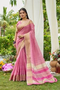 ladies pink mosque tissue saree