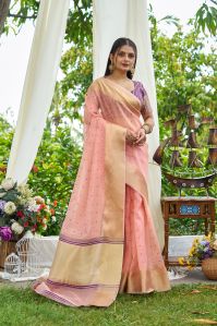 Ladies Pink Simmer Silk Saree