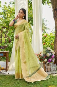 Ladies Pista Simmer Silk Sarees